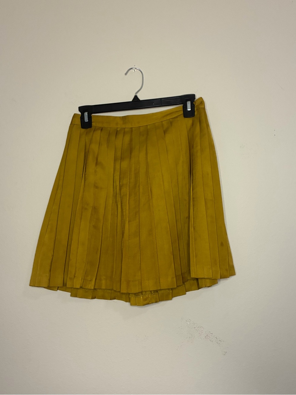Gap 0 XS Women's Gold Yellow Pleated Mini Skirt Back Tie Bow Lined